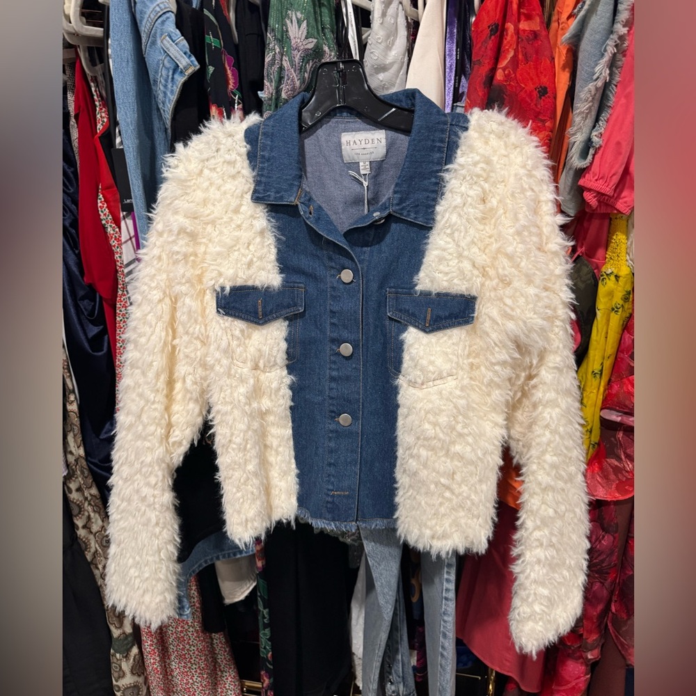 Hayden Denim Jacket with Cream Faux Fur
